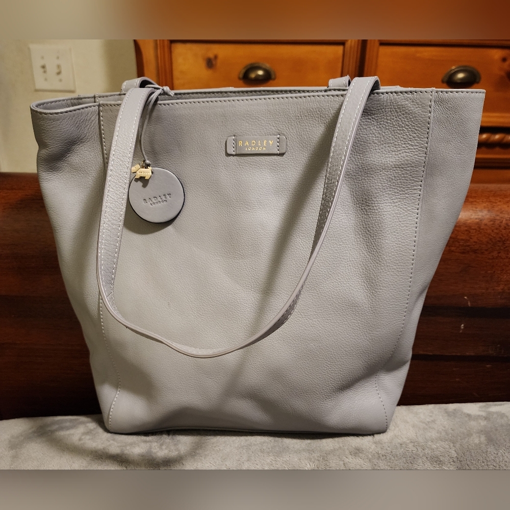 Radley London Periwinkle Leather Tote Bag w/ Scottie Dog Charm